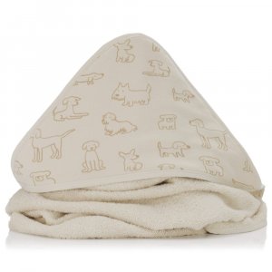 Serviette de bain enfant à capuche 75x75 cm, chien beige Fillikid