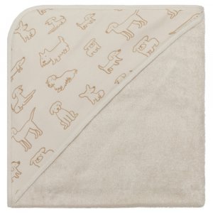 Serviette de bain enfant à capuche 75x75 cm, chien beige Fillikid