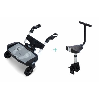 Planche à roulettes avec siège noir gris