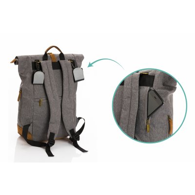 Sac à dos à langer rolltop berlin mélange gris