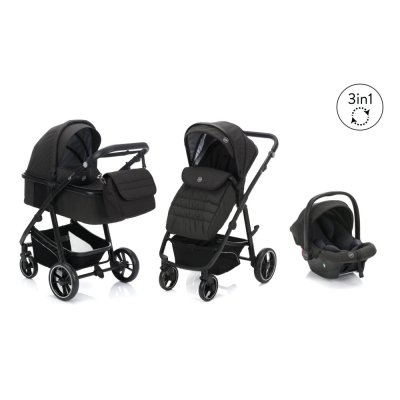 Poussette trio combinée 3en1 jaguar mélange gris foncé