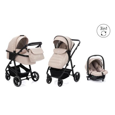 Poussette trio combinée 3en1 jaguar mélange naturel