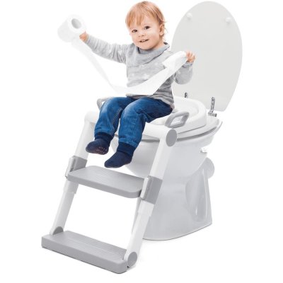 Réducteur toilette avec marche gris