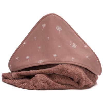 Serviette de bain enfant à capuche 75x75 cm, rose pissenlit