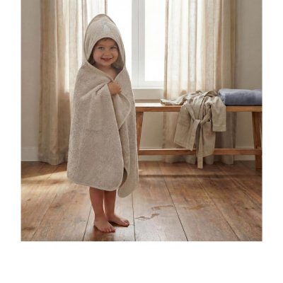 Serviette de bain enfant à capuche 75x75 cm, bello beige