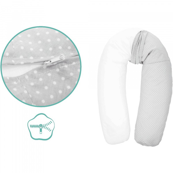 Coussin d'allaitement microbille gris pois blanc Fillikid