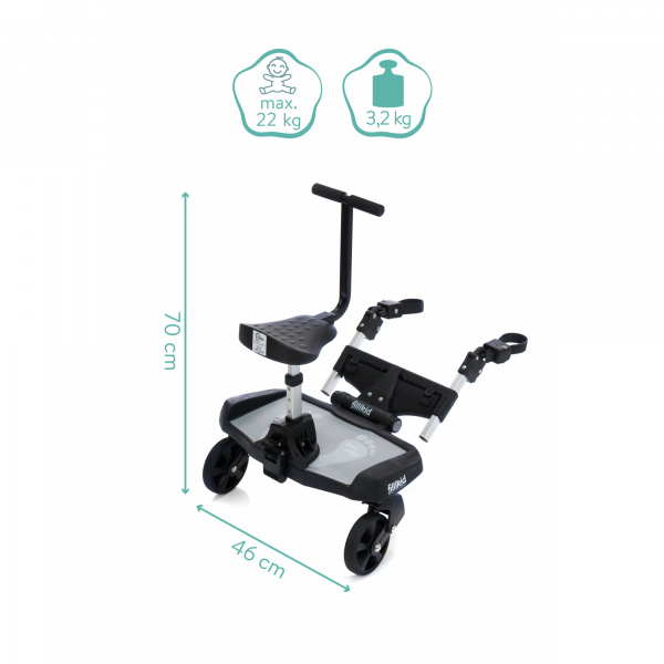 Planche à roulettes avec siège noir gris Fillikid