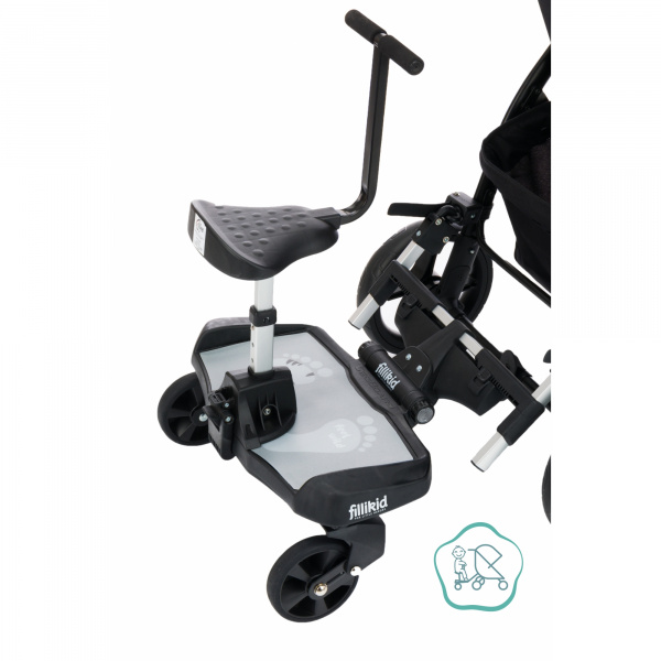 Planche à roulettes avec siège noir gris Fillikid