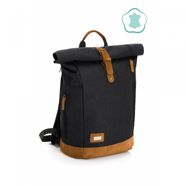 Sac à dos à langer rolltop berlin mélange noir Fillikid