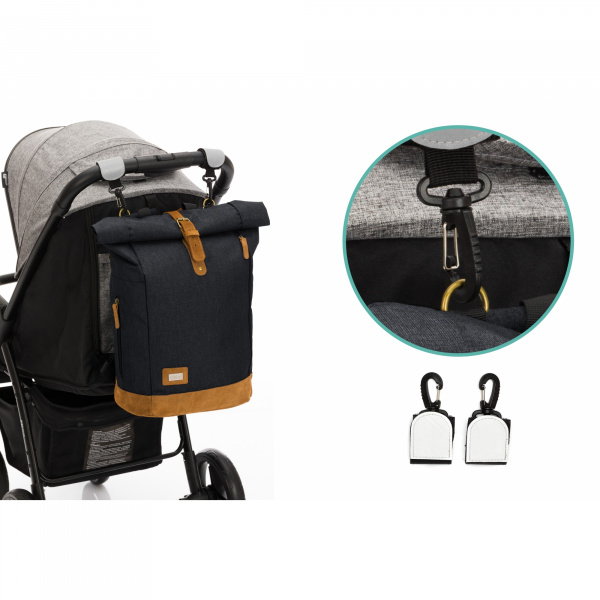 Sac à dos à langer rolltop berlin mélange noir Fillikid