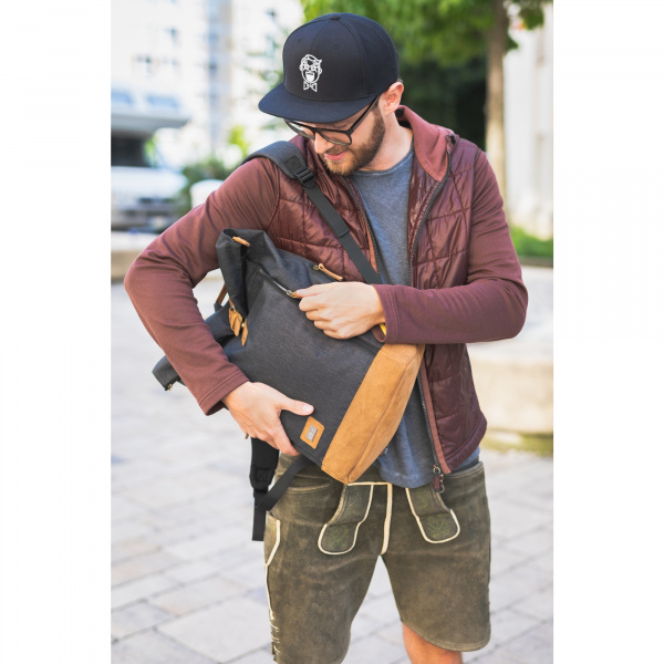 Sac à dos à langer rolltop berlin mélange noir Fillikid