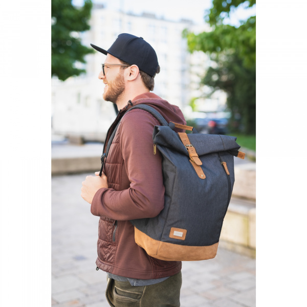 Sac à dos à langer rolltop berlin mélange noir Fillikid