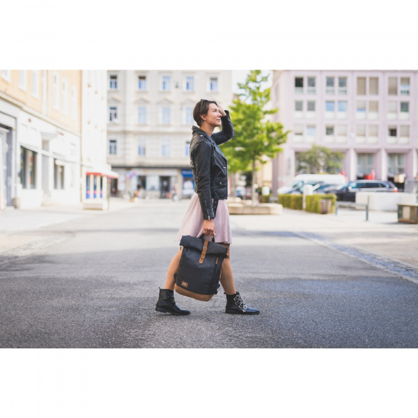 Sac à dos à langer rolltop berlin mélange noir Fillikid