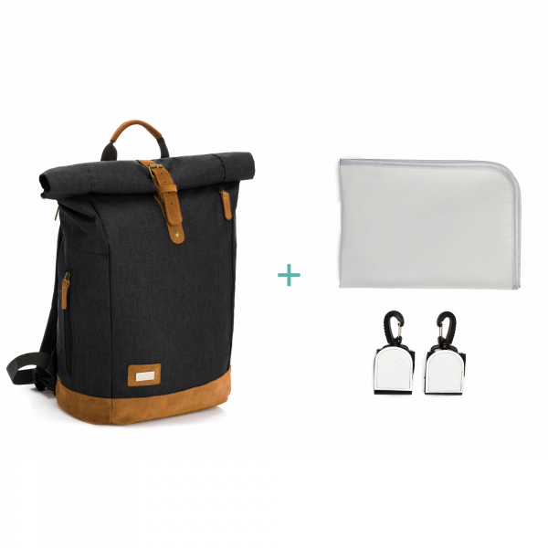 Sac à dos à langer rolltop berlin mélange noir Fillikid