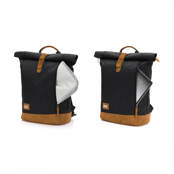 Sac à dos à langer rolltop berlin mélange noir Fillikid