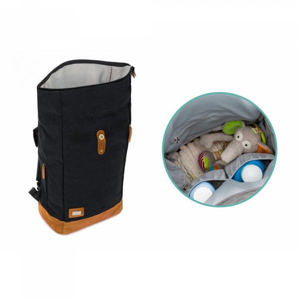 Sac à dos à langer rolltop berlin mélange noir Fillikid