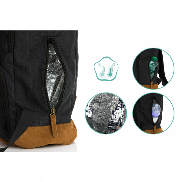 Sac à dos à langer rolltop berlin mélange noir Fillikid