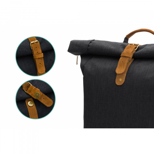 Sac à dos à langer rolltop berlin mélange noir Fillikid