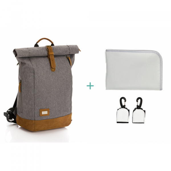 Sac à dos à langer rolltop berlin mélange gris Fillikid