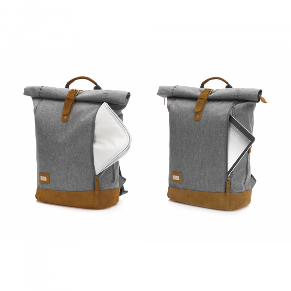 Sac à dos à langer rolltop berlin mélange gris Fillikid