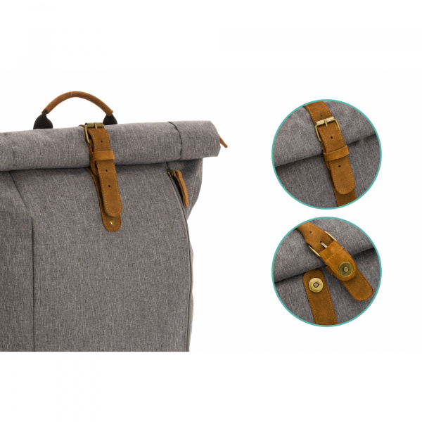 Sac à dos à langer rolltop berlin mélange gris Fillikid