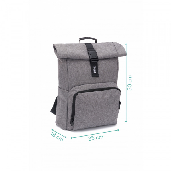 Sac à dos à langer rolltop tokio mélange gris Fillikid