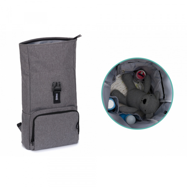 Sac à dos à langer rolltop tokio mélange gris Fillikid