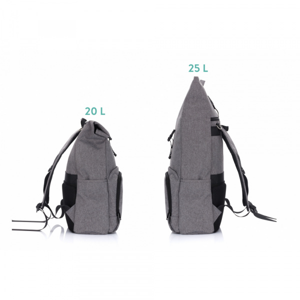Sac à dos à langer rolltop tokio mélange gris Fillikid
