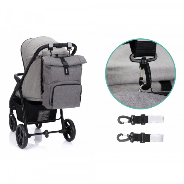 Sac à dos à langer rolltop tokio mélange gris Fillikid