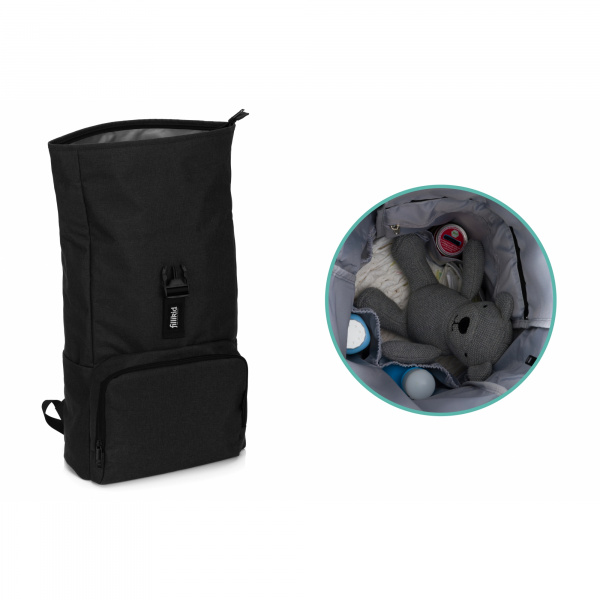 Sac à dos à langer rolltop tokio mélange noir Fillikid