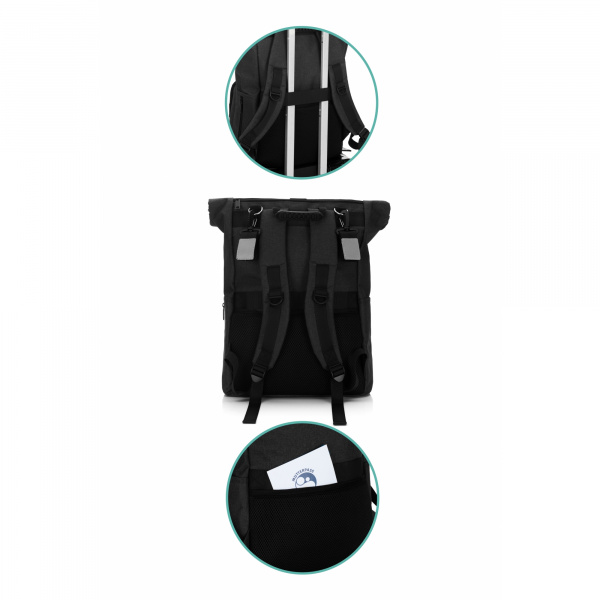 Sac à dos à langer rolltop tokio mélange noir Fillikid