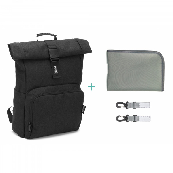 Sac à dos à langer rolltop tokio mélange noir Fillikid