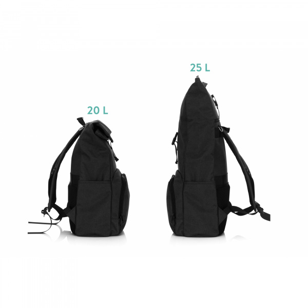 Sac à dos à langer rolltop tokio mélange noir Fillikid