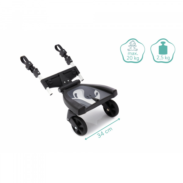 Planche à roulettes poussette noir gris Fillikid