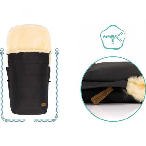 Chancelière hiver en peau d'agneau - cosy - noir Fillikid