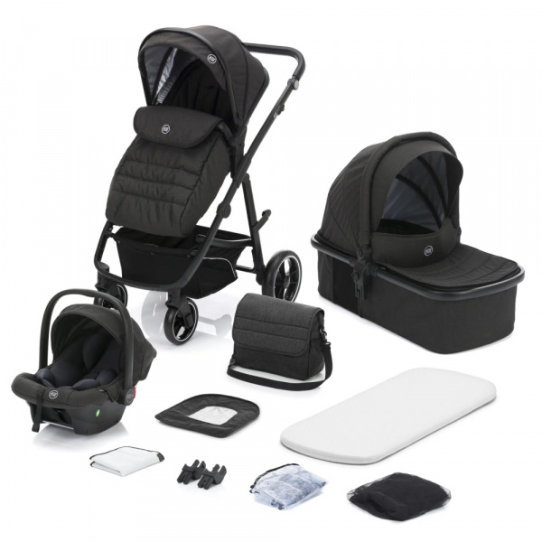 Poussette trio combinée 3en1 jaguar mélange gris foncé Fillikid