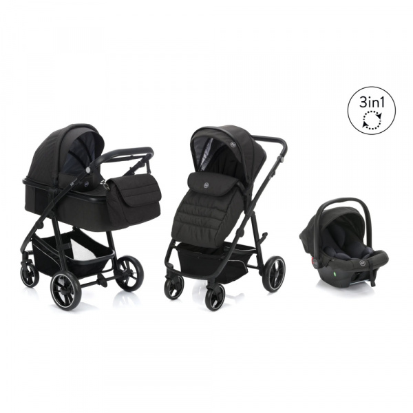 Poussette trio combinée 3en1 jaguar mélange gris foncé Fillikid