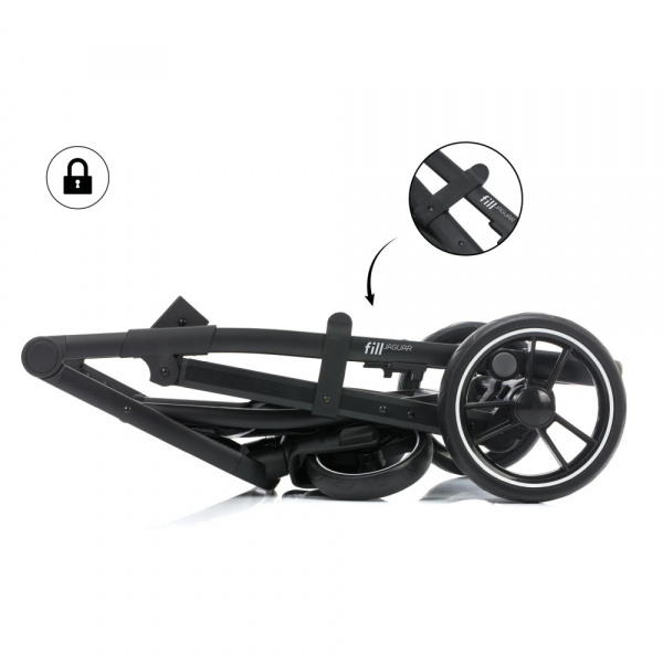 Poussette trio combinée 3en1 jaguar mélange gris foncé Fillikid