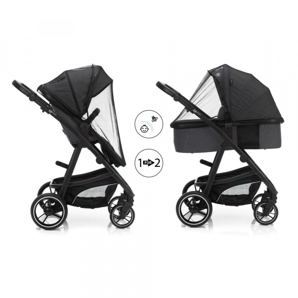 Poussette trio combinée 3en1 jaguar mélange gris foncé Fillikid