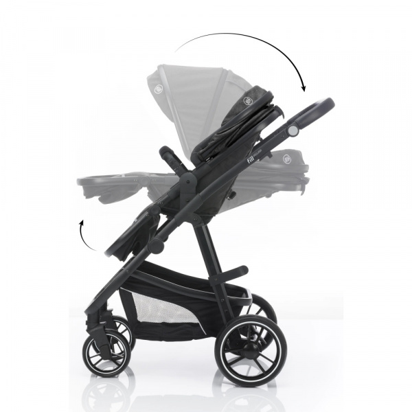 Poussette trio combinée 3en1 jaguar mélange gris foncé Fillikid
