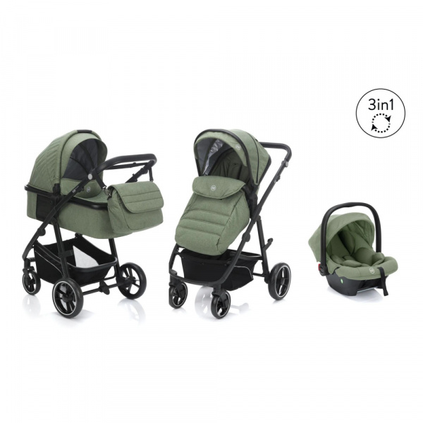 Poussette trio combinée 3en1 jaguar mélange vert Fillikid