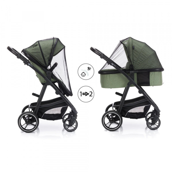 Poussette trio combinée 3en1 jaguar mélange vert Fillikid