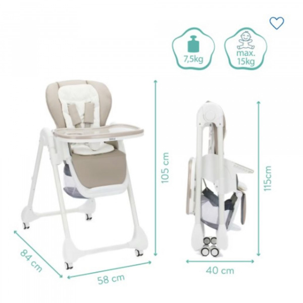 Chaise haute mio gris/vert Fillikid