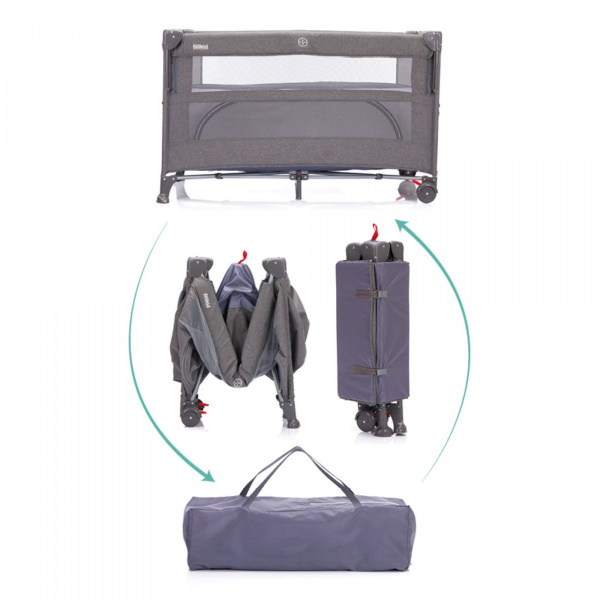 Lit parapluie avec roulettes porto gris Fillikid