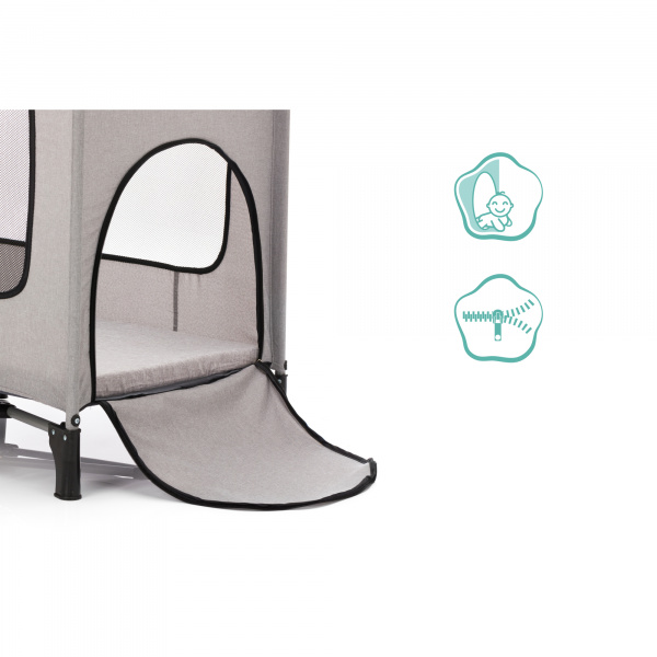 Lit parapluie avec roulettes paris gris clair Fillikid