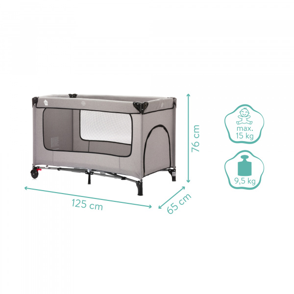 Lit parapluie avec roulettes paris gris clair Fillikid