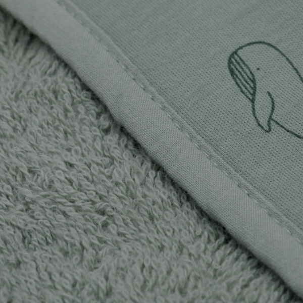 Serviette de bain enfant à capuche 75x75 cm, vert baleine Fillikid
