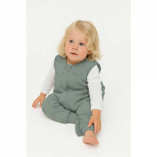 Gigoteuse à pieds sans manches et chaussettes antidérapantes - 92 cm - vert baleine - tog 2.5 Fillikid