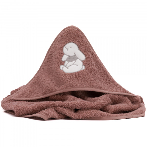 Serviette de bain à capuche 75x75 cm, rose lapin Fillikid