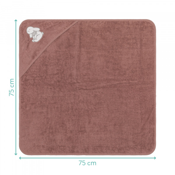 Serviette de bain à capuche 75x75 cm, rose lapin Fillikid